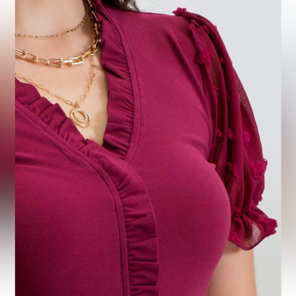 Red Ruffle Swiss Dot Top - Picture 4 of 5